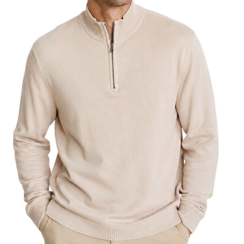 Tommy Bahama Peach Pink Quarter Zip Sweater Men's Small